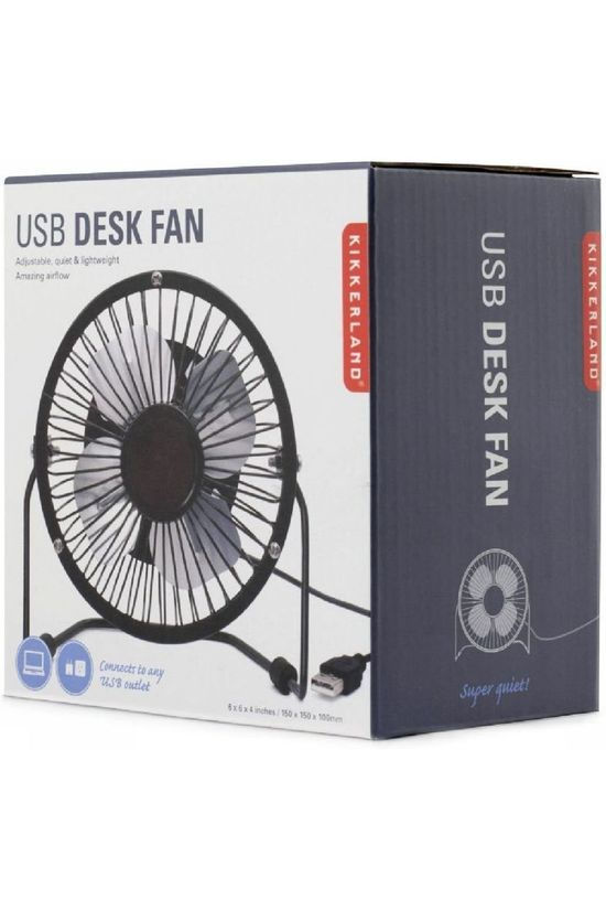 Kikkerland Ventilatore Da Tavolo Portatile USB - Nero, Silenzioso, Rotazione 360°